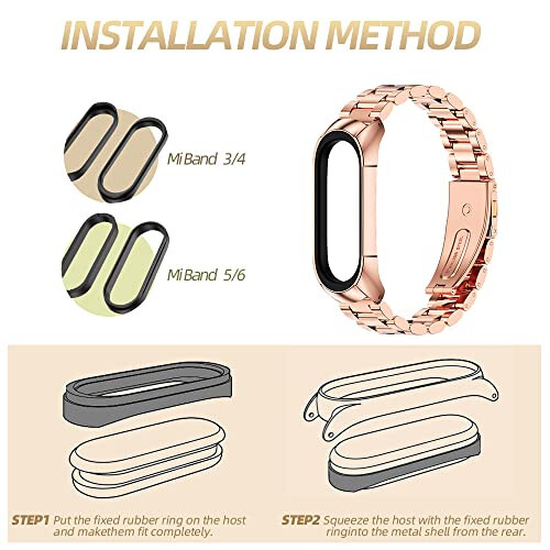 MIJOBS Strap Compatible with Xiaomi Mi Band 5 / Mi Band 4 / Mi Band 3 Straps, Stainless Steel Watch Band Metal Replacement Bracelet Wristband Correa for Mi Band 5 NFC Global Version - 7