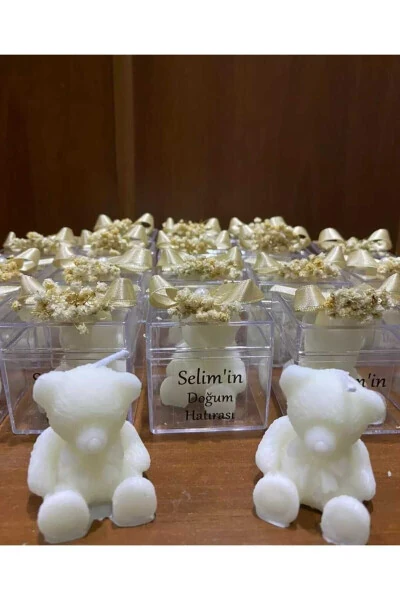 Mika qutida 10 ta ayiqcha shaklidagi sovg'a shamlar, tug'ilgan kun, Baby Shower - Modazone (1)