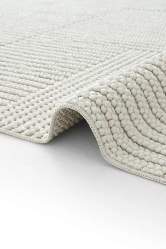 Mikasa Beyaz Salon Halısı Makine Dokuması Modern Yumuşak Bukle Kabartmalı Ev Oda Oturma Odası Halısı - Beyaz 11 - 6