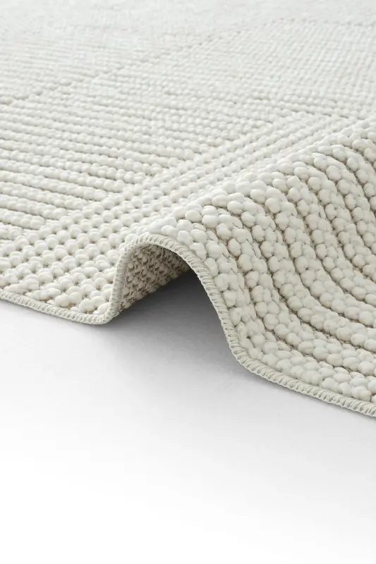 Mikasa Beyaz Salon Halısı Makine Dokuması Modern Yumuşak Bukle Kabartmalı Ev Oda Oturma Odası Halısı-Beyaz 11 - 6