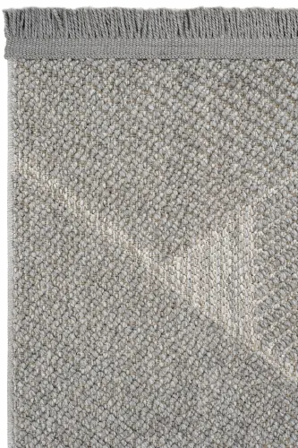 Mikasa Gri Oturma Odası Salon Halısı Geometrik Desenli Modern Yumuşak Dokulu Bukleli Ev Oda Halısı-Gri 10 - 4