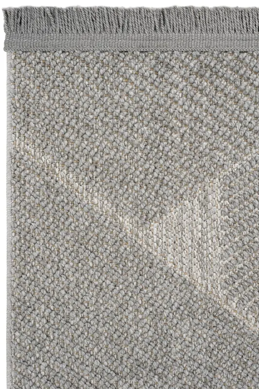 Mikasa Gri Oturma Odası Salon Halısı Geometrik Desenli Modern Yumuşak Dokulu Bukleli Ev Oda Halısı-Gri 10 - 4