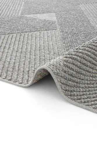 Mikasa Gri Oturma Odası Salon Halısı Geometrik Desenli Modern Yumuşak Dokulu Bukleli Ev Oda Halısı-Gri 10 - 6