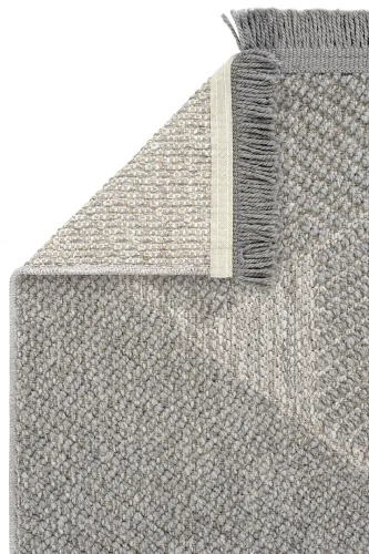 Mikasa Gri Oturma Odası Salon Halısı Geometrik Desenli Modern Yumuşak Dokulu Bukleli Ev Oda Halısı - Gri 10 - 5