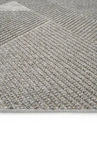 Mikasa Gri Oturma Odası Salon Halısı Geometrik Desenli Modern Yumuşak Dokulu Bukleli Ev Oda Halısı-Gri 10 - 7