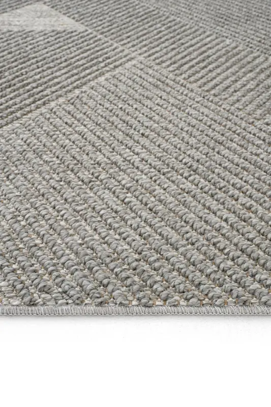 Mikasa Gri Oturma Odası Salon Halısı Geometrik Desenli Modern Yumuşak Dokulu Bukleli Ev Oda Halısı-Gri 10 - 7