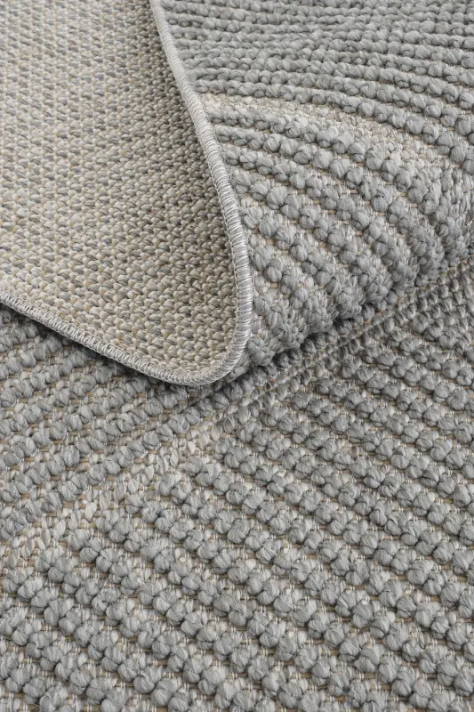 Mikasa Gri Oturma Odası Salon Halısı Geometrik Desenli Modern Yumuşak Dokulu Bukleli Ev Oda Halısı-Gri 10 - 8