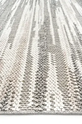 Mikasa Mks 01 Gri Beyaz Yumuşak Dokulu Halı Kilim Salon Koridor Kesme Yolluk Dokuma Makine Halısı-Gri Beyaz - 1