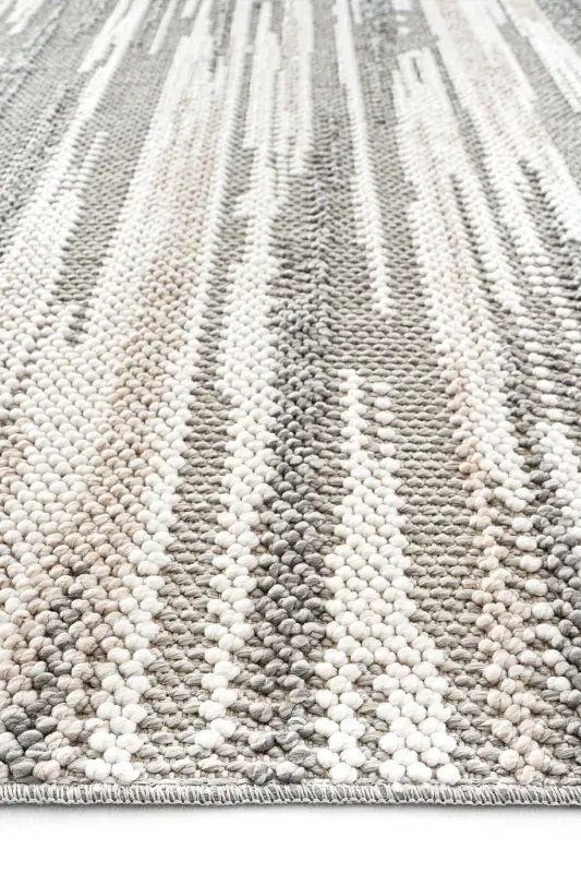 Mikasa Mks 01 Gri Beyaz Yumuşak Dokulu Halı Kilim Salon Koridor Kesme Yolluk Dokuma Makine Halısı - Gri Beyaz - COOL HALI