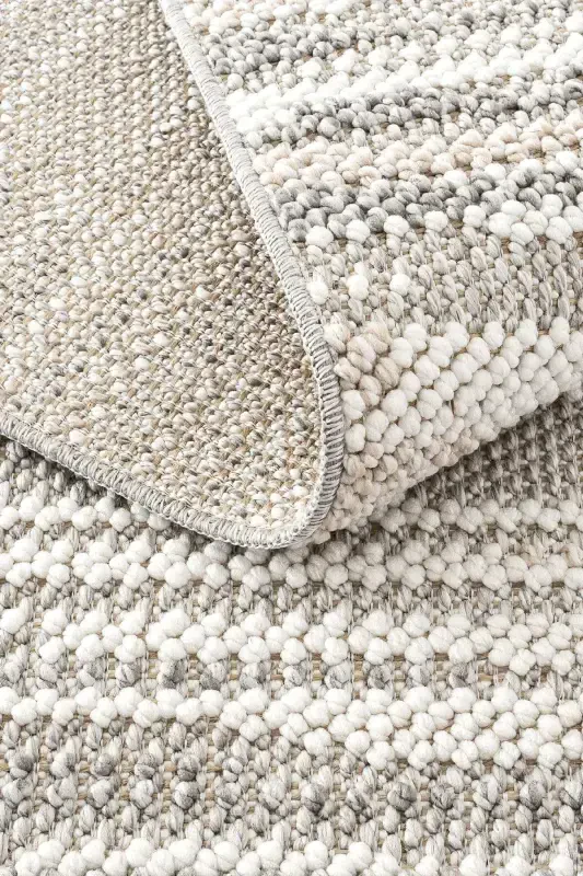 Mikasa Mks 01 Gri Beyaz Yumuşak Dokulu Halı Kilim Salon Koridor Kesme Yolluk Dokuma Makine Halısı-Gri Beyaz - 2