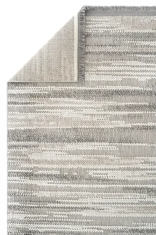 Mikasa Mks 01 Gri Beyaz Yumuşak Dokulu Halı Kilim Salon Koridor Kesme Yolluk Dokuma Makine Halısı-Gri Beyaz - 6