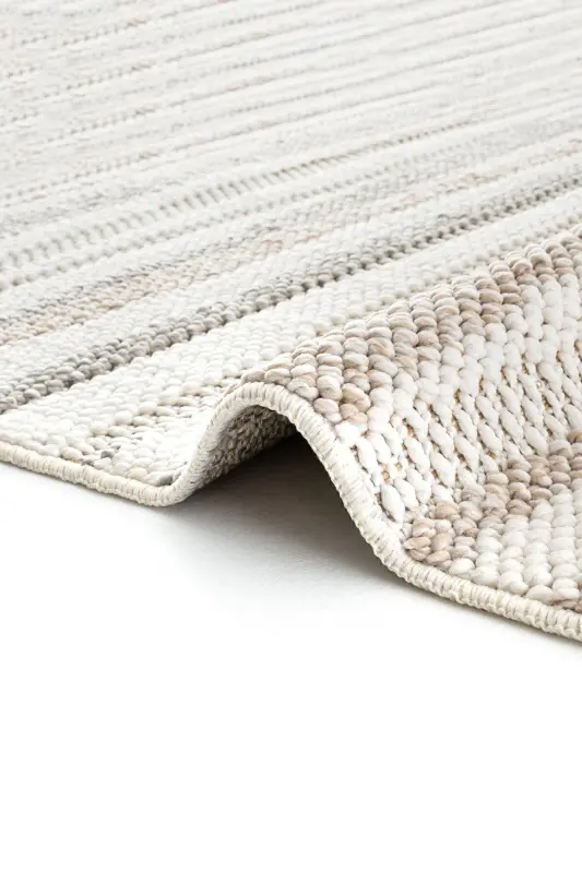 Mikasa Mks 02 Beyaz Bej Yumuşak Dokulu Halı Kilim Salon Koridor Kesme Yolluk Dokuma Makine Halısı - Beyaz Bej - 1