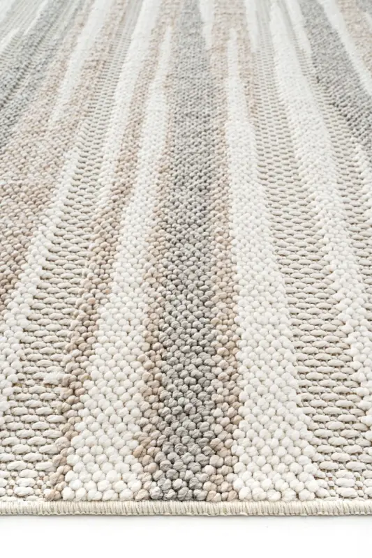Mikasa Mks 02 Beyaz Bej Yumuşak Dokulu Halı Kilim Salon Koridor Kesme Yolluk Dokuma Makine Halısı - Beyaz Bej - 2