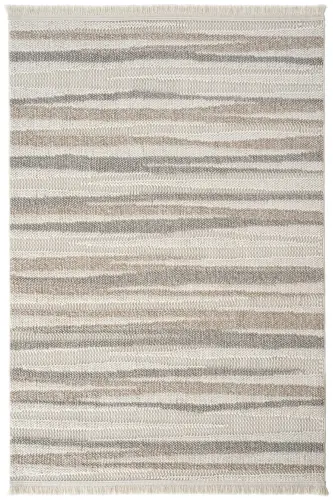 Mikasa Mks 02 Beyaz Bej Yumuşak Dokulu Halı Kilim Salon Koridor Kesme Yolluk Dokuma Makine Halısı - Beyaz Bej - 5