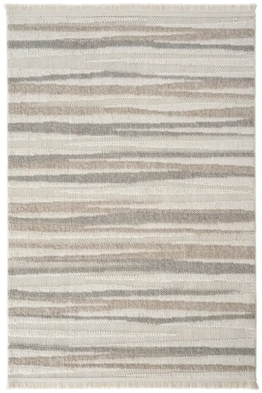 Mikasa Mks 02 Beyaz Bej Yumuşak Dokulu Halı Kilim Salon Koridor Kesme Yolluk Dokuma Makine Halısı - Beyaz Bej - 5