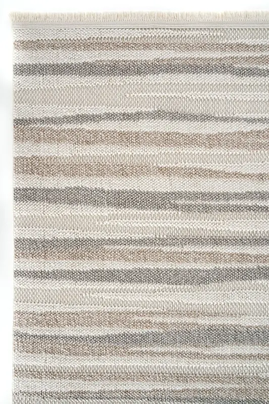 Mikasa Mks 02 Beyaz Bej Yumuşak Dokulu Halı Kilim Salon Koridor Kesme Yolluk Dokuma Makine Halısı - Beyaz Bej - 7