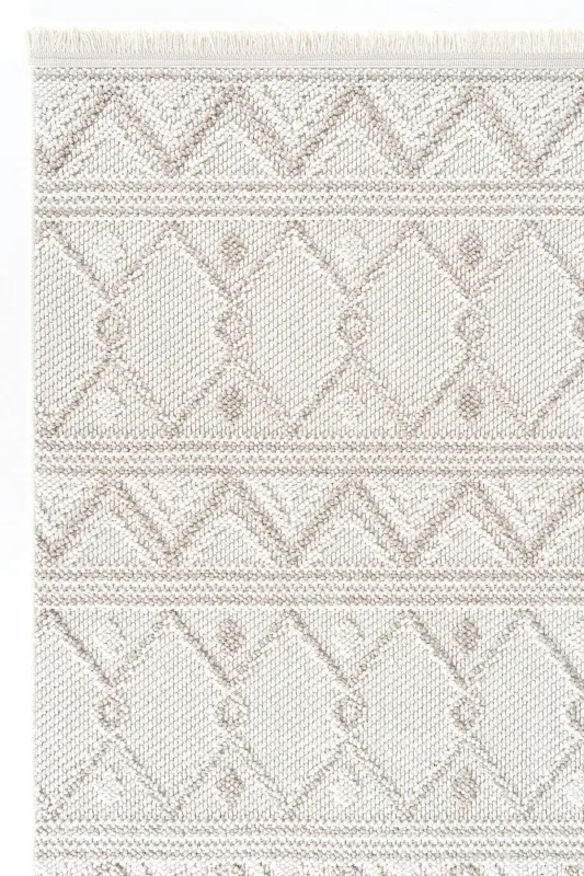 Mikasa Mks 03 Beyaz Bej Yumuşak Dokulu Halı Kilim Salon Koridor Yolluk Dokuma Makine Halısı - Beyaz Bej 1 - 2