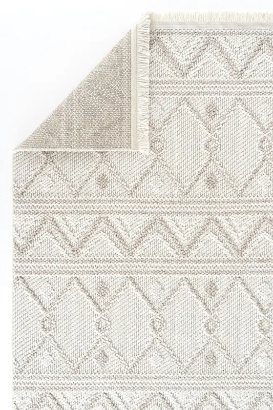 Mikasa Mks 03 Beyaz Bej Yumuşak Dokulu Halı Kilim Salon Koridor Yolluk Dokuma Makine Halısı - Beyaz Bej 1 - 3