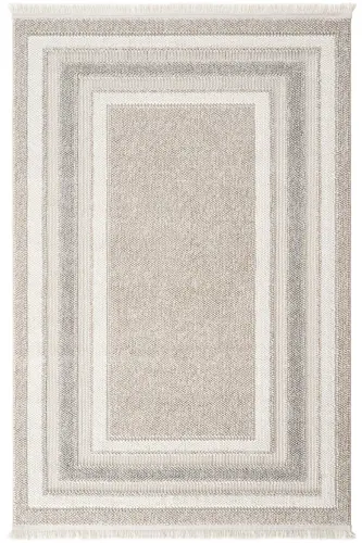 Mikasa Mks 04 Beige Grey Soft Touch Rug Carpet Living Room Hallway Runner Woven Machine Carpet-Beige Grey - 1