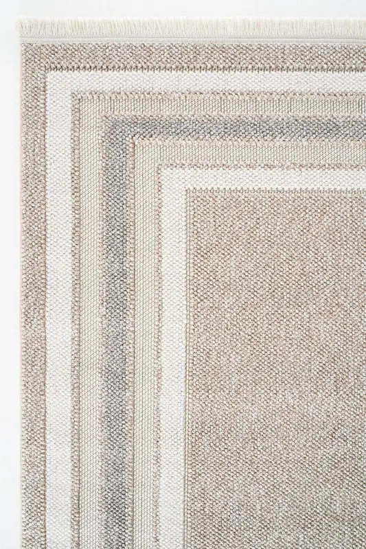 Mikasa Mks 04 Bej Gri Yumshoq Dokulu Gilam Kilim Salon Koridor Yo'lak Dokuma Mashina Gilami-Bej Gri - 3