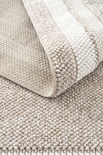 Mikasa Mks 04 Bej Gri Yumshoq Dokulu Gilam Kilim Salon Koridor Yo'lak Dokuma Mashina Gilami-Bej Gri - 7