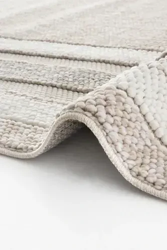 Mikasa Mks 04 Bej Gri Yumshoq Dokulu Gilam Kilim Salon Koridor Yo'lak Dokuma Mashina Gilami-Bej Gri - 5