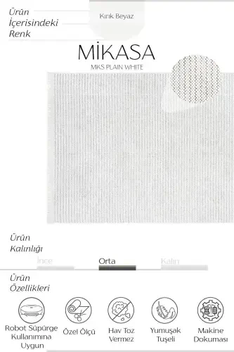 Mikasa Mks Plain White Soft Touch Carpet Rug Living Room Hallway Cut Runner Woven Machine Carpet-White - 4
