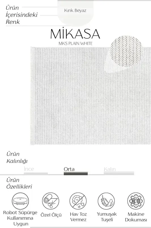 Mikasa Mks Plain White Soft Touch Carpet Rug Living Room Hallway Cut Runner Woven Machine Carpet-White - 4