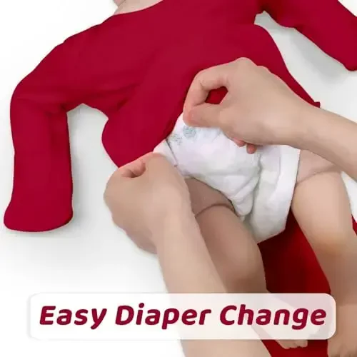 Mikccer Baby Girl Gown 0-6 Oy, Super Soft Yangi tug'ilgan chaqaloqlar uchun uxlash kiyimi, Qizlar uchun uzun yengli yangi tug'ilgan chaqaloqlar uchun tunik, Buklanadigan qo'lqoplar Shlyapa Seti Qizil bilan Baby Girl Kiyim Muhim - 5