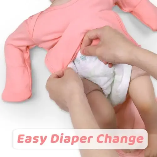 Mikccer Baby Girl Gown 0-6 Months, Super Soft Newborn Sleepers Gown, Long Sleeve Newborns Nightgown for Girls, Baby Girl Outfit Essential with Folding Gloves Hat Set Salmon Powder - 7