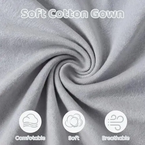 Mikccer Newborn Knotted Baby Gown 0-6 Months, Super Soft Breathable Nightgowns for Babies Girl and Boy, Baby Girls Coming Home Hospital Outfit with Hat Set Grey - 5