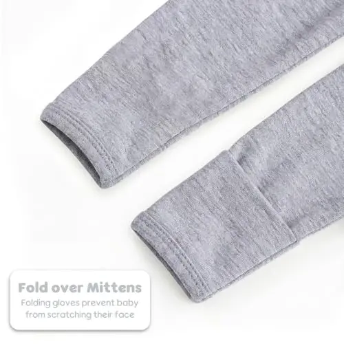 Mikccer Newborn Knotted Baby Gown 0-6 Months, Super Soft Breathable Nightgowns for Babies Girl and Boy, Baby Girls Coming Home Hospital Outfit with Hat Set Grey - 6