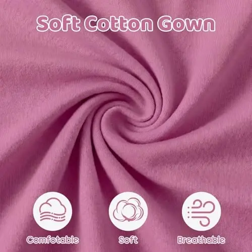 Mikccer Newborn Knotted Baby Gown 0-6 Months, Super Soft Breathable Nightgowns for Babies Girl and Boy, Baby Girls Coming Home Hospital Outfit with Hat Set Rose - 6