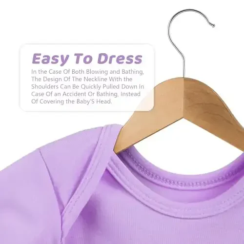 Mikccer Newborn Knotted Baby Gown 0-6 Months, Super Soft Breathable Nightgowns for Babies Girl, Baby Girls Coming Home Hospital Outfit with Hat Set Purple - 3