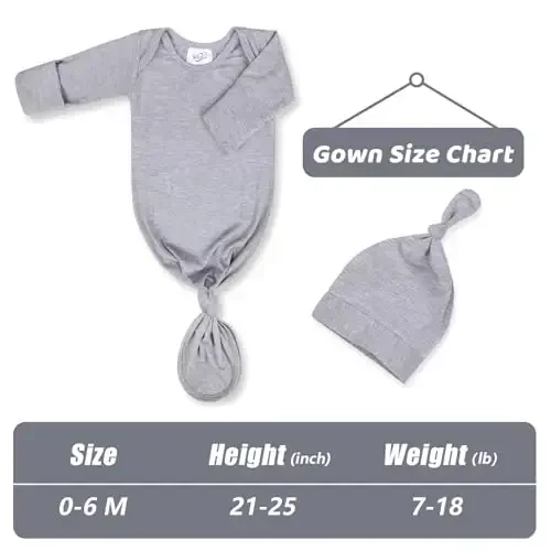 Mikccer Newborn Tugʻilgan Chaqaloq Tugunli Koʻylak 0-6 Oy, Chaqaloqlar uchun juda yumshoq nafas oladigan tunuklar Qiz va Oʻgʻil bolalar, Chaqaloq Qizlar Uyga Keladigan Kasalxona Kiyimlari Shapka bilan Toʻplam Yalpiz Yashil - 4