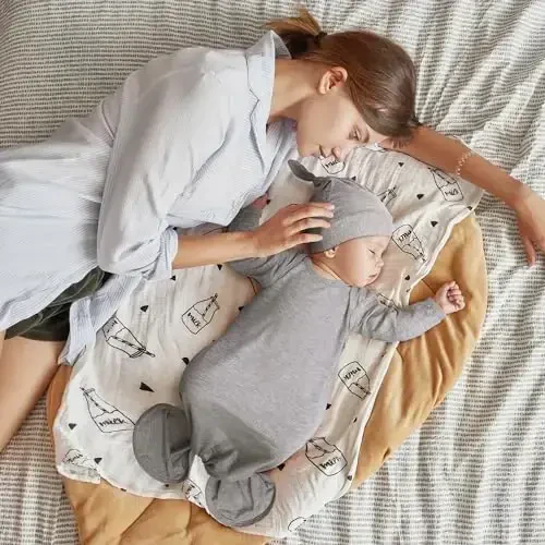 Mikccer Newborn Tugʻilgan Chaqaloq Tugunli Koʻylak 0-6 Oy, Chaqaloqlar uchun juda yumshoq nafas oladigan tunuklar Qiz va Oʻgʻil bolalar, Chaqaloq Qizlar Uyga Keladigan Kasalxona Kiyimlari Shapka bilan Toʻplam Yalpiz Yashil - 7