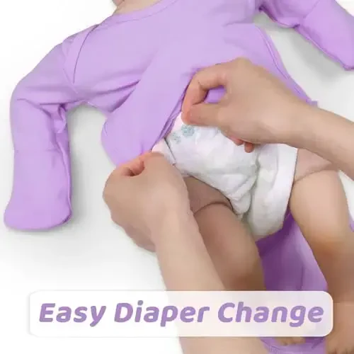 Mikccer Newborn Tug'ilgan Chaqaloq Tugunli Ko'ylak 0-6 Oy, Super Yumshoq Nafas Oluvchi Tunliklar Chaqaloqlar Qiz uchun, Chaqaloq Qizlar Uyga Kelayotgan Kasalxona Kiyimi Shapka bilan Binafsha Rang - 6