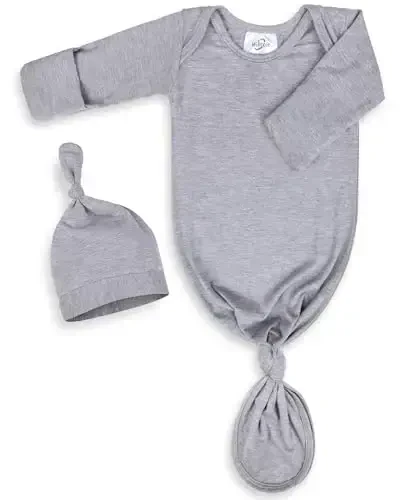 Mikccer Newborn Tug'ilgan Tugunli Bolalar Kiyimi 0-6 Oy, Bolalar uchun Juda Yumshoq Nafas Oluvchi Tunuklar Qiz va O'g'il Bolalar, Qizaloqlar Uyga Keladigan Kasalxona Kiyimi Shapka To'plami Kulrang - MIKCCER