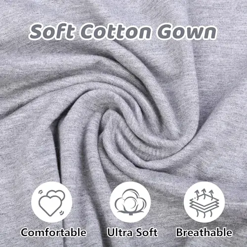 Mikccer Newborn Knotted Baby Gown 0-6 Months, Super Soft Breathable Nightgowns for Babies Girl and Boy, Baby Girls Coming Home Hospital Outfit with Hat Set Grey - MIKCCER (1)