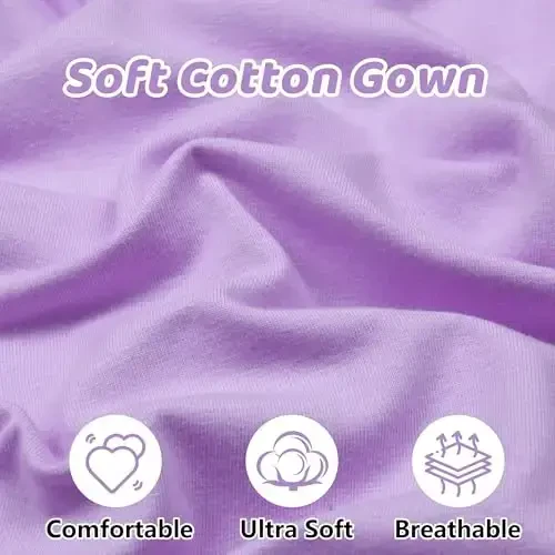 Mikccer Newborn Knotted Baby Gown 0-6 Months, Super Soft Breathable Nightgowns for Babies Girl, Baby Girls Coming Home Hospital Outfit with Hat Set Purple - 5