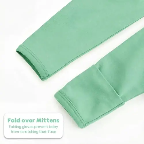 Mikccer Newborn Knotted Baby Gown 0-6 Months, Super Soft Breathable Nightgowns for Babies Girl and Boy, Baby Girls Coming Home Hospital Outfit with Hat Set Mint Green - 6