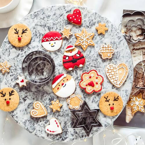 Mikim Mini Cookie Cutters Set Heart Round Flower Star Shapes, 12Pcs Stainless Steel Fruit Veggie Cutter, Small Metal Biscuit Molds for Baking - 2