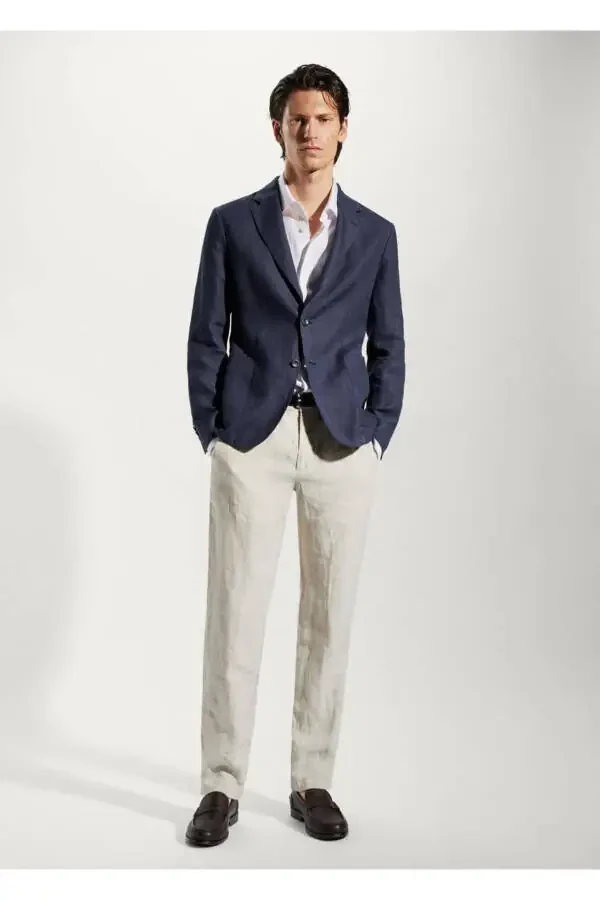 Mikro İspanyol paça %100 keten Amerikan-Lacivert - 2