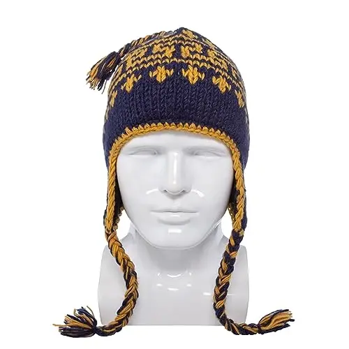 Hand Knit Sherpa Wool Hat with Micro Fleece Lining and Ear Flaps, Handmade Winter Toque, Christmas Beanie, Made in Nepal - 3