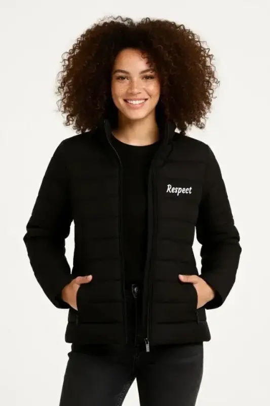 Mikro Su İtici Kapitone Baskılı Astarlı Fermuarlı Bomber Mont - Siyah - 1