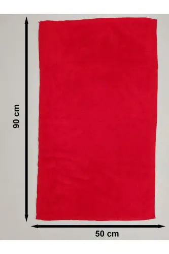 12'li Mikrofiber Kuaför Havlusu Kırmızı 50x90 | Boya Tutmayan Profesyonel Havlu Seti - Kırmızı - 5