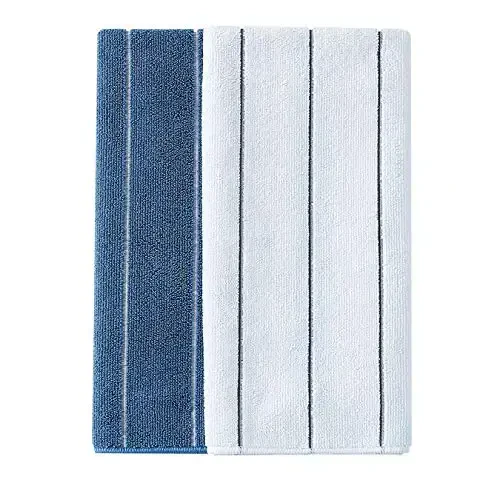 Microfiber Kitchen Towels - Super Absorbent, Soft and Solid Color Dish Towels, 8 Pack (Stripe Designed Blue and White Colors), 26 x 18 Inch - HYER KITCHEN (1)