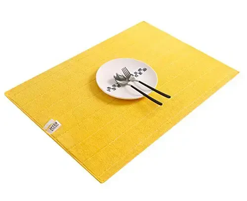 Microfiber Kitchen Towels - Super Absorbent, Soft and Solid Color Dish Towels, 8 Pack (Stripe Designed Yellow and White Colors), 26 x 18 Inch (Yellow) - 6