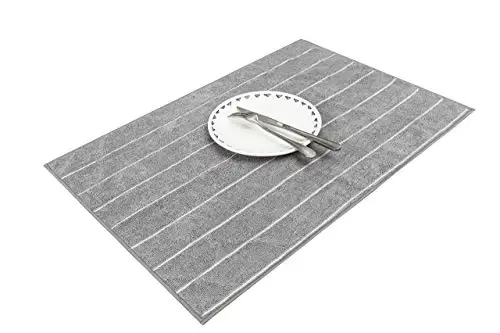 Microfiber Kitchen Towels - Super Absorbent, Soft and Solid Color Dish Towels, 8 Pack (Stripe Designed Grey and White Colors), 26 x 18 Inch - 10