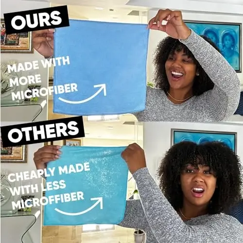 Microfiber Cleaning Cloth - 12 Pack | Better Quality All Purpose Towels | Great for Home, Clean, Dust, Polish | Soft, Absorbent, Durable | Wash 100s of Times | Pink Purple Blue - 2